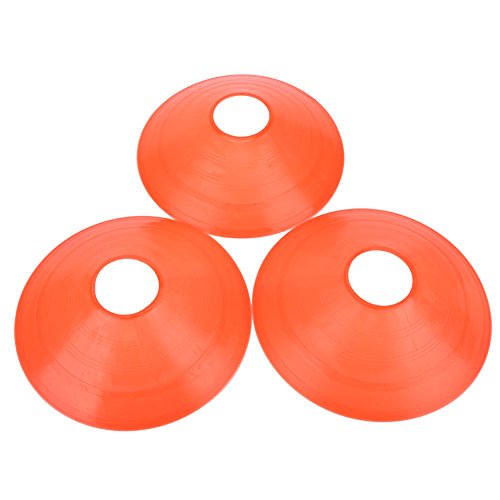 XHIKOWAT 10 Stück Fußball-Trainings-Kegelmarker mit Tragegriff für Feld-Agility-Training, Fußball-Fußballfeld-Kegelscheiben (Orange) von XHIKOWAT