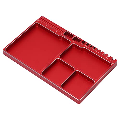 XHIKOWAT Magnetische Schraubenablage, Aluminiumlegierung, Magnetische Adsorption, Praktischer RC-Reparatur-Werkzeugsatz für RC-Fahrzeuge (Rot) von XHIKOWAT