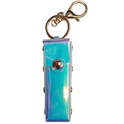 XIAHIOPT Lippenstift-Organizer, Schlüsselanhänger, Leder, Lippenstift-Tasche, Chapstick-Anhänger für Damen, tragbarer Lipgloss-Etui für Reiserucksack, blau von XIAHIOPT