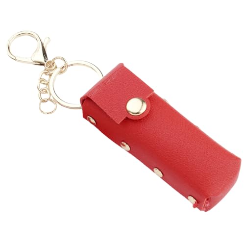 XIAHIOPT Lippenstift-Organizer, Schlüsselanhänger, Leder, Lippenstift-Tasche, Chapstick-Anhänger für Damen, tragbarer Lipgloss-Etui für Reiserucksack, rot von XIAHIOPT
