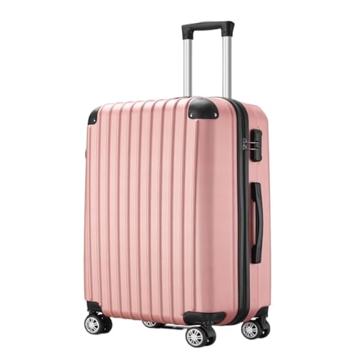 XIANGUOLL Reisekoffer Außenhandel ABS-Koffer Dreiteiliges Set Mit Eckecken Und Anti-Fall-Universalrollen-Trolley Trolley (Color : Pink, Size : 20in) von XIANGUOLL