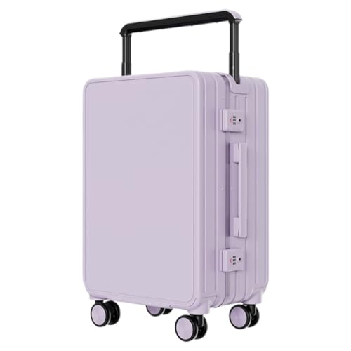 XIANGUOLL Reisekoffer Breiter Trolley-Koffer Mit Aluminiumrahmen, Universal-Radgepäck, TSA-Passwort, Zollschloss-Boarding-Koffer Trolley (Color : Purple, Size : 22IN) von XIANGUOLL