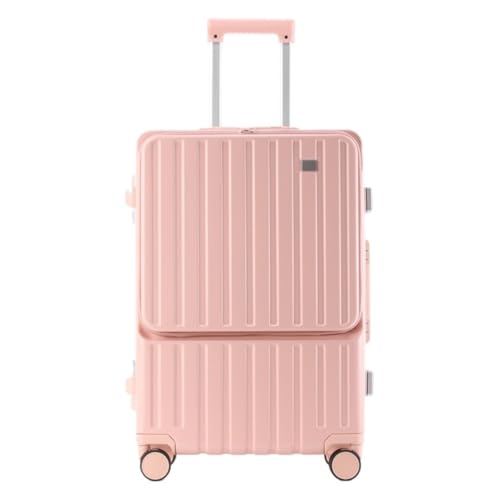XIANGUOLL Reisekoffer Frontöffnungsbox, Rahmen Aus Aluminiumlegierung, Herrenkoffer, Hohes Gepäck, Codebox, Universal-Rad-Trolley Trolley (Color : Pink, Size : 26in) von XIANGUOLL
