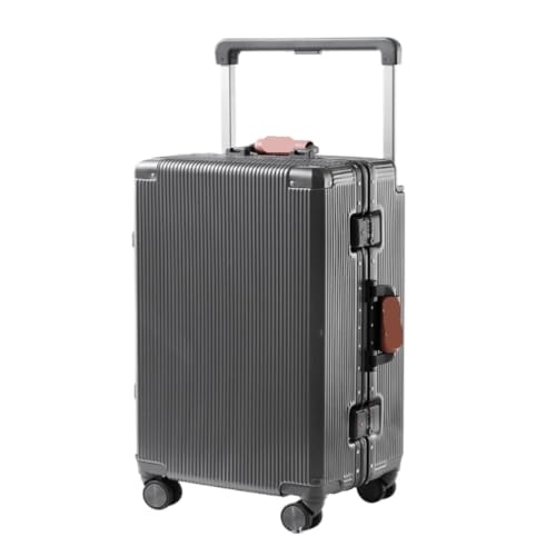 XIANGUOLL Reisekoffer Gepäck, Aluminiumrahmen, 20-Zoll-Boarding-Koffer, Universalrad, Breiter Trolley-Koffer, 24-Zoll-Passwortbox Trolley (Color : Gray, Size : 24in) von XIANGUOLL