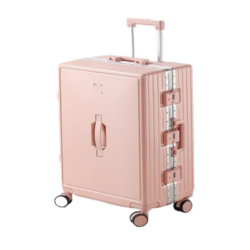 XIANGUOLL Reisekoffer Gepäck-Aluminiumrahmen-Trolley-Koffer, Leichter Universal-Rad-Passwort-Koffer for Männer Und Frauen Trolley (Color : Pink, Size : 20in) von XIANGUOLL