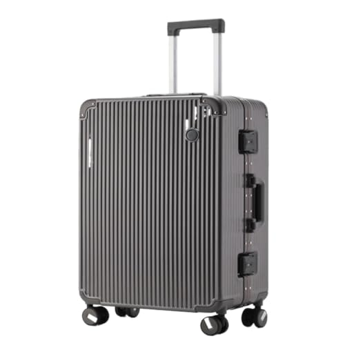 XIANGUOLL Reisekoffer Kratzfester und verschleißfester Aluminiumrahmen-Boarding-Koffer, universeller Trolley-Koffer mit leisem Rad Trolley (Color : Gray, Size : 20in) von XIANGUOLL