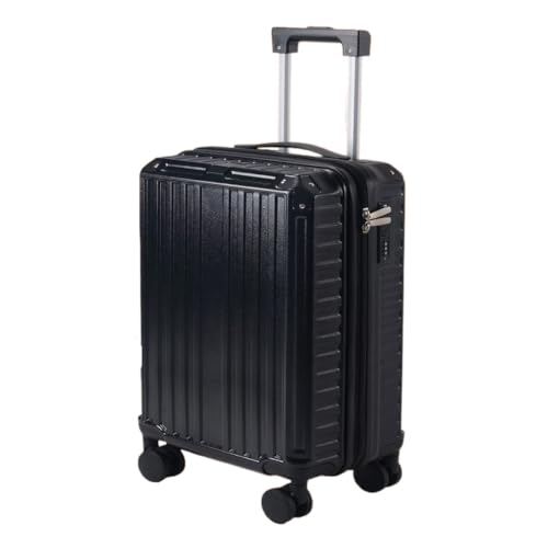 XIANGUOLL Reisekoffer Neu verbesserter Koffer, Passwortbox for Herren und Damen, wiederaufladbar, tragbar, Leichter High-End-Koffer Trolley (Color : Black, Size : 24in) von XIANGUOLL
