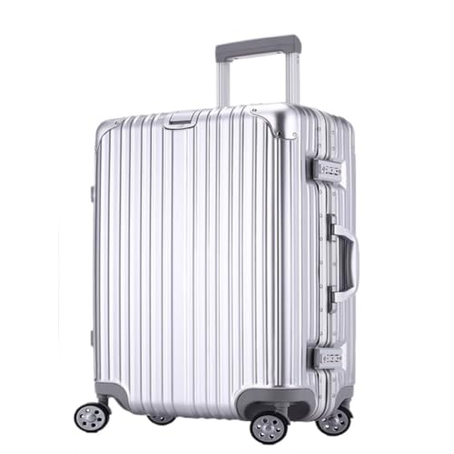 XIANGUOLL Reisekoffer Trolley-Koffer, Universal-Rollenkoffer, Herren- und Damenkoffer, Passwortbox-Koffer, Koffer Trolley (Color : Silver, Size : 29in) von XIANGUOLL