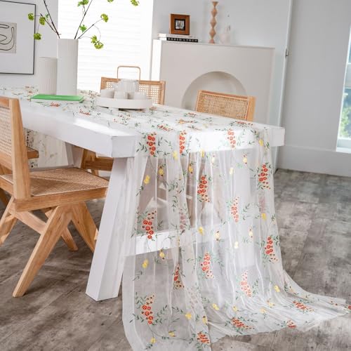 XIAOGUDONG Rechteckige Spitzentischdecke, Frisch Bestickte Tischdecke, Geeignet Für Hochzeit, Geburtstagsfeier, Dessert-Tischdekoration, Requisiten-Tischdecke (150 X 450 cm),150×150cm von XIAOGUDONG