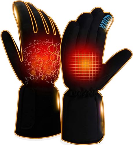 XIAOYIWIN Elektrisch beheizte Handschuhe, tragbare Thermohandschuhe mit Batterieheizung, wasserdichte Touchscreen-Handschuhe for Radfahren, Motorrad, Wandern, Snowboarden, Outdoor-Sport von XIAOYIWIN