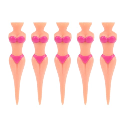 XIASABA Golf-Tees, Kunststoff, rutschfest, für Damen, Bikini, Mädchen, Training, 5 Stück (Rosa) von XIASABA