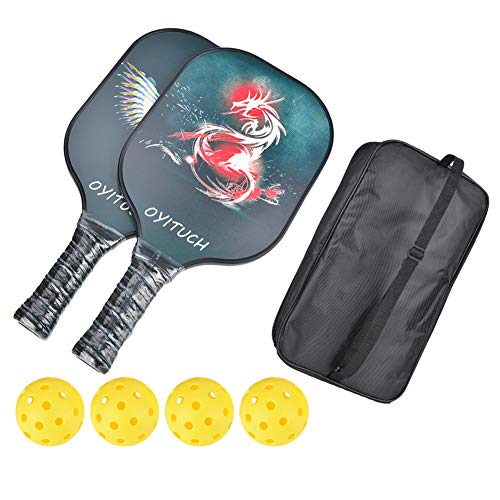 XIASABA Paddel-Set, Kohlefaser-Oberflächen-Sets, Kohlefaser-Schläger mit Bällen und Aufbewahrungstasche, Sportausrüstung von XIASABA