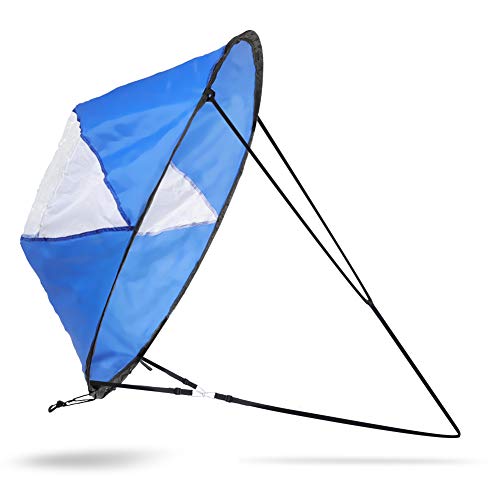 XIASABA Zusammenklappbares Kanu-Windsegel 39,0 × 39,0 × 2,0 108 cm faltbares Kanu-Segel mit transparentem Fenster und Aufbewahrungstasche blau-weiß-proofing praktisches faltbares von XIASABA
