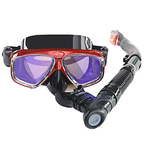 Ausrüstung Schnorchelmaske Taucherbrille Gehärtetes Glas Volltrocken Antibeschlag Erwachsene (Rot) Feito NA China von XIBANY