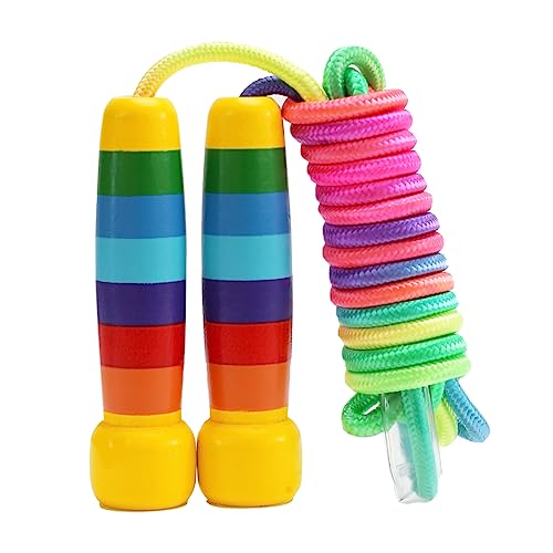 Springseil Kinder, 280cm Verstellbare Seilspringen Kinder mit Holzgriff, 7 Farben Regenbogen Skipping Rope Kids für Jungen und Mädchen Fitness von XIMUHO