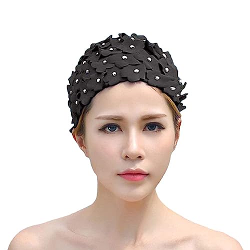 Badekappe Damen Badehaube Blumenmuster Badehut Weich Schwimmkappe Elastisch Schwimmhaube Schnelltrocknend Schwimmmütze Rutschfest Bademütze Langlebig Swimming Cap Ohrenschutz Badehüte Lang Kurz Haare von XINCHI