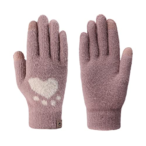 Winterhandschuhe Damen Handschuhe Katzen Pfote Fahrradhandschuhe Winter Strickhandschuhe Touchscreen Laufhandschuhe Dick Winddicht Fingerhandschuhe Süß Thermohandschuhe Mädchen Skihandschuhe von XINCHIUK