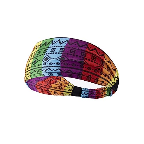 XINGLIDA Haarband, Regenbogen-Druck, elastisches Stirnband, Sport-Haarbänder, Cheering Squard, Kostüm-Zubehör, Kopfband, Regenbogen-Druck (5#) von XINGLIDA