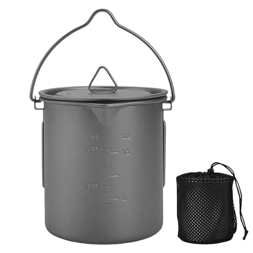 XINGLIDA Tragbare Metallbecher Tasse Mit Klappgriff Camping Picknicks Wasserbecher Kochgeschirr Töpfe Mit Deckel Für Outdoor Camping Wandern von XINGLIDA