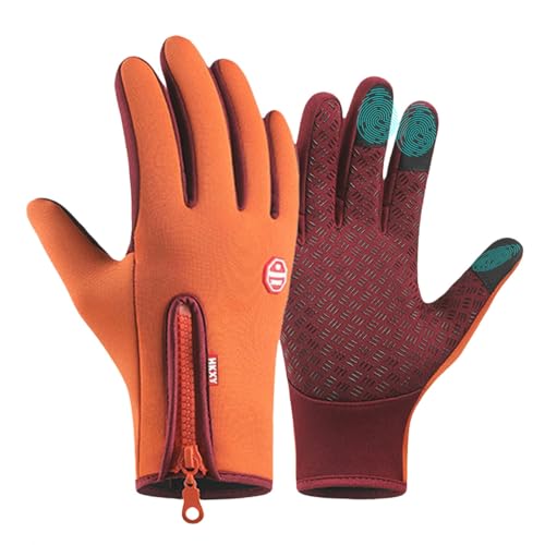 XINHU Frostfit - Thermo Handschuhe, Fahrrad-Thermohandschuhe, Wind & wasserdichte Wärmehandschuhe Mit Wasserabweisender Beschichtung Und Touchscreen-Funktion (Orange, S) von XINHU