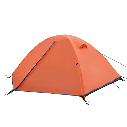 Camping Zelt Zelt 2 Person Camping Zelt Doppelschicht Tragbare Handtasche für Wandern(Orange) von XINQIK
