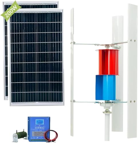 XINRISHENG 12v, 4000W Wind-Solar Komplementäres Stromerzeugungssystem 2 * 100W Solarpanel 800W 12V / 24V Windturbinengenerator intelligente Steuerung von XINRISHENG