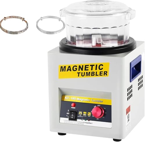 XINRISHENG Magnetischer Polierer, magnetischer Tumbler-Schmuckpolierer mit Schüsseldeckel 2000 U/min Kapazität 600 g 1-60 Minuten Timing unidirektionale Drehung von XINRISHENG