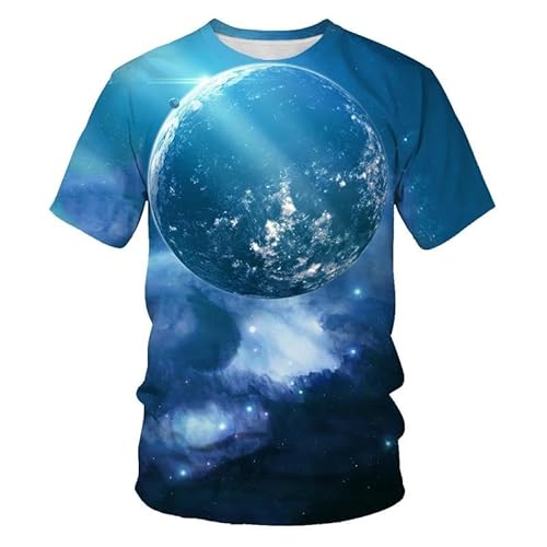 XINRUYI Blauer Stern Planetenmuster T-Shirt Männer Frauen Sommer lässigen Rundhalsausschnitt Kurze Ärmel Tops von XINRUYI