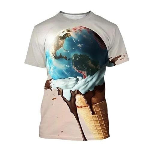 XINRUYI Cartoon 3D-Druck Eiscreme T-Shirt Jungen und Mädchen Sommer Straße lässig Rundhalsausschnitt Kurze Ärmel von XINRUYI