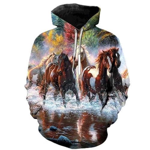 XINRUYI Creative Horse 3D Print Hoodie Herren Harajuku Style lässiger Pullover Sweatshirt Kleidung Zubehör von XINRUYI