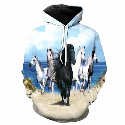 XINRUYI Creative Horse 3D Print Hoodie Herren Harajuku Style lässiger Pullover Sweatshirt Kleidung Zubehör von XINRUYI