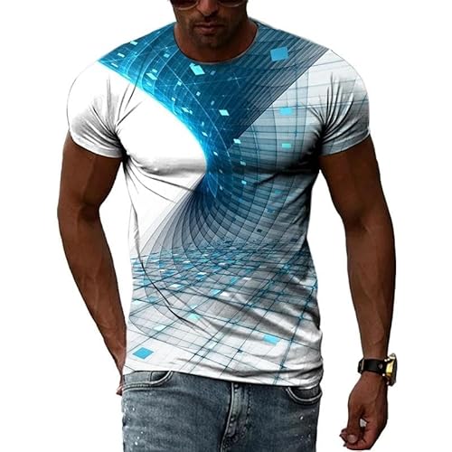 XINRUYI Sommer 3D-bedrucktes Farbverlaufs-T-Shirt für Männer mit Rundhalsausschnitt und kurzen Ärmeln Abstraktes, farbenfrohes T-Shirt mit kurzen Ärmeln von XINRUYI