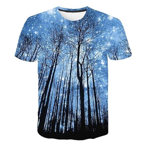 XINRUYI Sommer Galaxy Space 3D Printed T-Shirt Jungen Mädchen Rundhalsausschnitt Casual Short Sleeve Top von XINRUYI