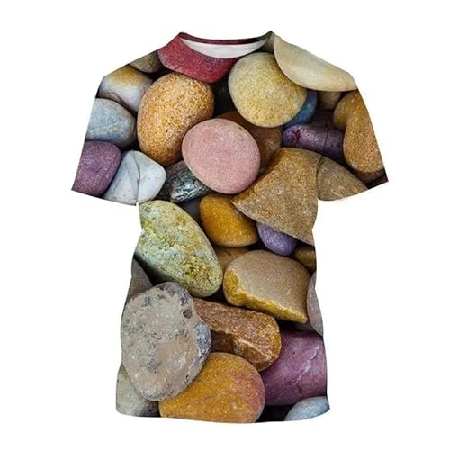 XINRUYI Sommer lässig 3D-Druck kreatives Steinmuster T-Shirt Jungen und Mädchen Straße heiße kurzärmelige Tops von XINRUYI