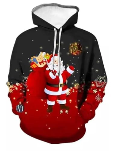 XINRUYI Weihnachtsmann Schneemann Hoodie Jungen Mädchen Herbst & Winter 3D bedrucktes Pullover Sweatshirt von XINRUYI