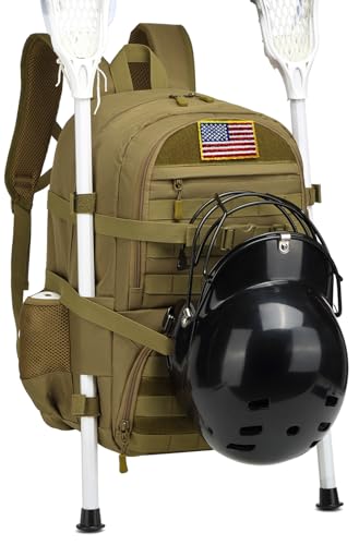 XINTREY Lacrosse Bag Großer taktischer Feldhockey-Rucksack mit Schläger- und Helmhalterungen, Lacrosse Zubehör und Ausrüstungstasche, Braun, Large, Taktisch XINTREY Lacrosse Bag Großer taktischer Feldhockey-Rucksack mit Schläger- und Helmhalterungen, Lacrosse Zubehör und Ausrüstungstasche, Braun, Large, Taktisch von XINTREY