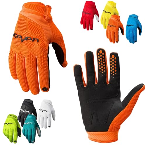 XINZUAN Motorrad Handschuh, Mountainbike Handschuhe, Unisex Fahrradhandschuhe Winter, Motocrosshandschuhe, Laufhandschuhe Damen, Fahrradhandschuhe, Motorrad-Handschuhe Vollfinger (Orange, XXL) von XINZUAN