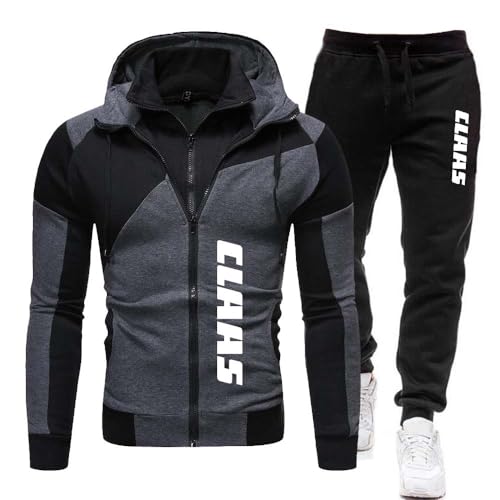 XIREM1FRA Trainingsanzug-Herren, CL_AAS Jogginganzug, Frühling Winter Langarm Kapuzenoberteil Und Hose Anzug Streetwear Style Sportanzug Outfits,3XL,Grey von XIREM1FRA