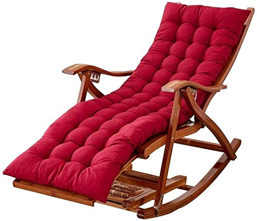 Sonnenliege Gartenstühle Klappbarer Liegestuhl Sonnenliegen Liegender, faltbarer Erwachsener Nickerchen Tragbarer Schaukelstuhl aus Bambus mit einziehbarer Fußstütze und Fußmassagebällen (Farbe, von XIUKANGNB