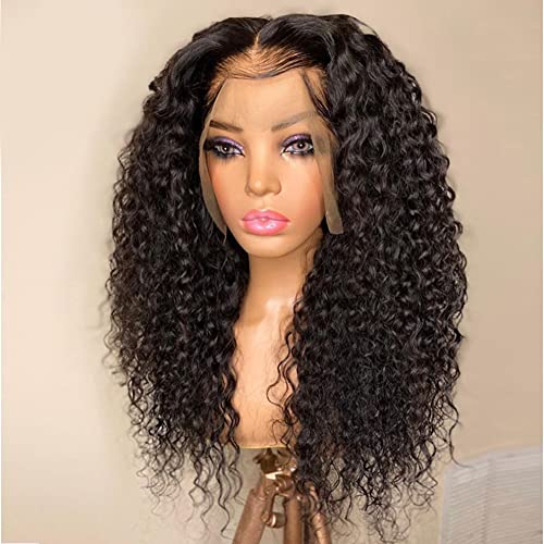 XIUWOUG 100% Brazilian Natural Black Wig with Baby Hair Lace Front Wigs Body Wave Human Hair Wig, Natural Wave Real Hair Wig for Women, Black Wigs,Schwarz,14 inch von XIUWOUG