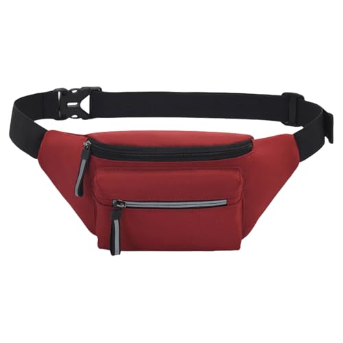 XIUXIYIXIA Multifunktionale Gürteltasche für Sport, Laufen, unverzichtbare Outdoor-Hüfttasche mit verstellbarer Passform für ganztägigen Komfort, Wine Re, 18x7x12x30cm, Belt Length: 70-122cm, Siehe von XIUXIYIXIA