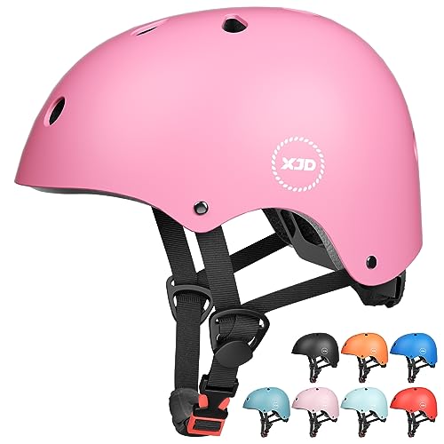 XJD Kinder Jugend Fahrradhelm Klassiker Kinderhelm CE-Zertifizierung für Multisport Fahrrad Klettern Roller Skateboard 3-13 Alt Mädchen und Jungs (M: 55-57 cm, Rosa) von XJD