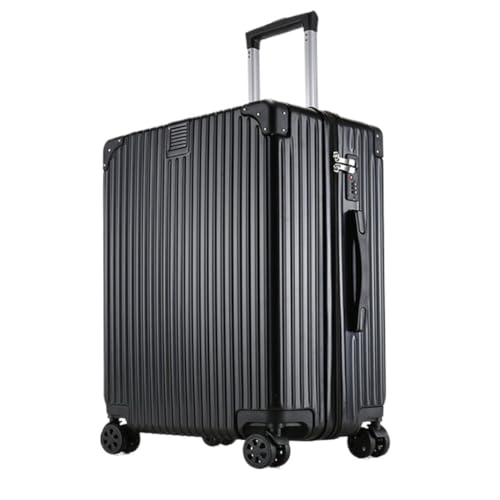 XJGQQ Reisekoffer 20-Zoll-Trolley-Koffer, Passwortbox, universeller Rollkoffer, modischer Lederkoffer Modisches Gepäck(Black,22in) von XJGQQ