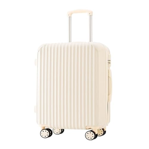 XJGQQ Reisekoffer 20-Zoll-Trolley-Koffer for Damen, 26 Zoll, Robuster Und Langlebiger, Verdickter Koffer, Herren-24-Lederkoffer Modisches Gepäck(White,20in) von XJGQQ