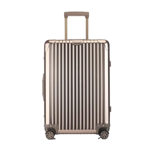 XJGQQ Reisekoffer Vollaluminium-Magnesiumlegierungs-Trolley-Koffer, Metallkoffer, Universal-Rad-Boarding-Koffer, 24-Zoll-Koffer Modisches Gepäck(Gold,26cm) von XJGQQ