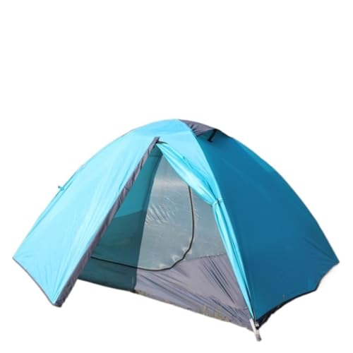 Zelt Outdoor-Camping-Doppelschicht-2-Personen-Aluminiumstange, Regen- Und Sonnensicheres Bergsteiger-Camping-tragbares Zelt Campingzelt(Blue) von XJGQQ