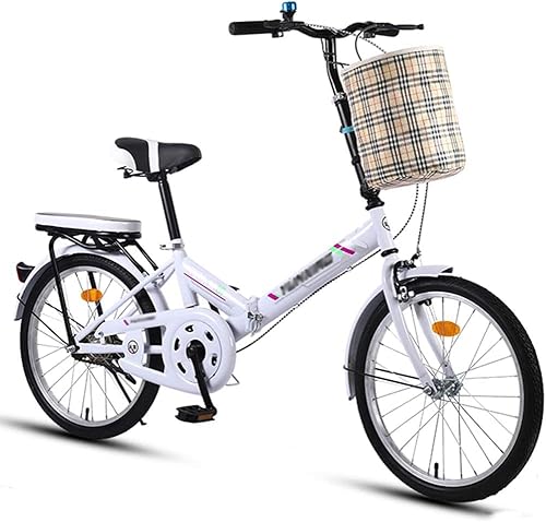 Klappfahrrad mit Halterung, tragbares Mini-Fahrrad für Erwachsene, ultraleichtes Stadtfahrrad, kleines Studentenfahrrad für Herren, Damen-Cruiser-Fahrrad, Schwarz, 20 Zoll von XJKBZGE
