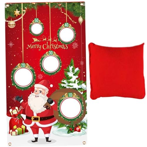 Weihnachtsspiel Bohnensack, Weihnachts -Toss Banner BLM Flagge Sandsack Dekorieren Sie rote Weihnachtsbaumtuch für Kinder Erwachsene Familie (Weihnachtsmann) von XJKLBYQ