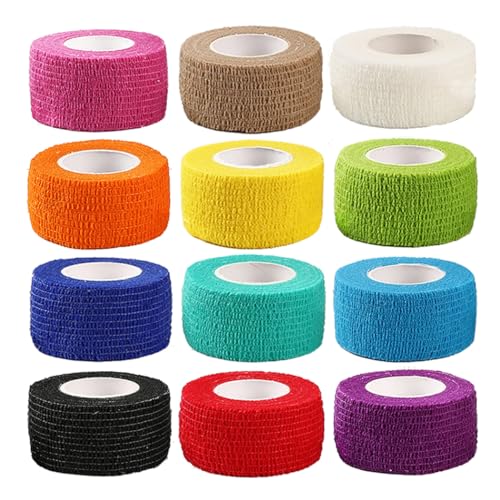 XJKLBYQ Selbstkleber Verband selbstkleineres atmungsaktives Tierband Nicht gewebter elastischer zusammenhängender Verpackung 12pcs, atmungsaktives Tierarztband von XJKLBYQ