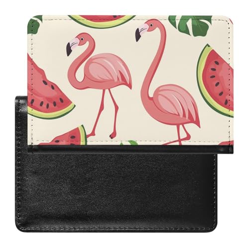 XJLAPWS Reisepasshülle Etui Flamingo Wassermelonen Scheiben Pu Leder Reisepasshülle Mit Kartenschlitz von XJLAPWS